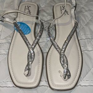 White rhinestone sandals